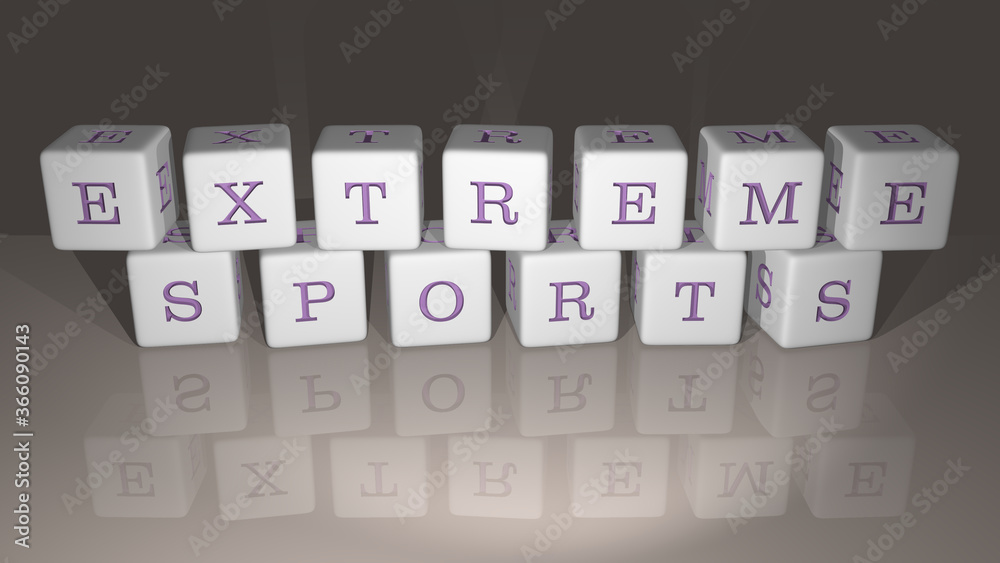shiny EXTREME SPORTS built by cubic letters from the top perspective, excellent for the concept presentation in 3D illustration. adventure and background shiny EXTREME SPORTS built by cubic letters from the top perspective, excellent for the concept presentation in 3D illustration. adventure and background