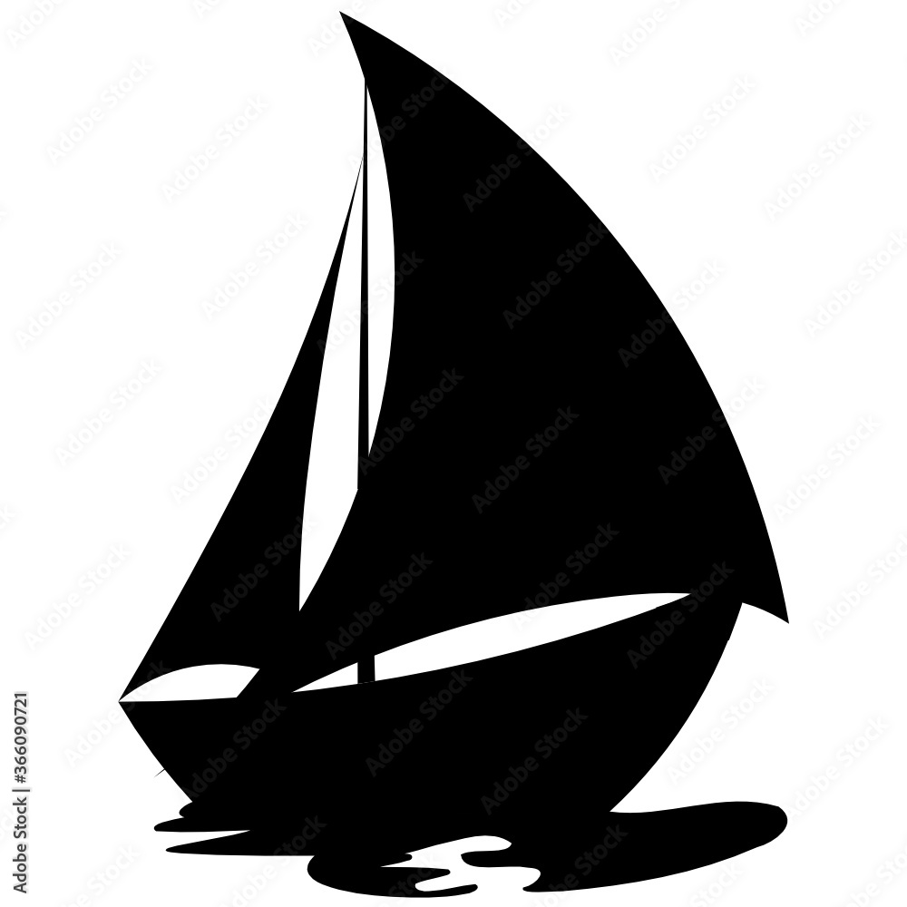 Black yacht, 50x50 px vector icon