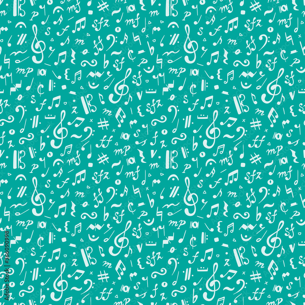 Music background. Musical Notes Vector Seamless Pattern
