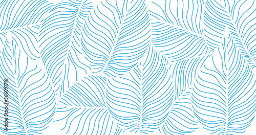 leaf line art background vector, wallpaper and print, house plant, Vector illustration.