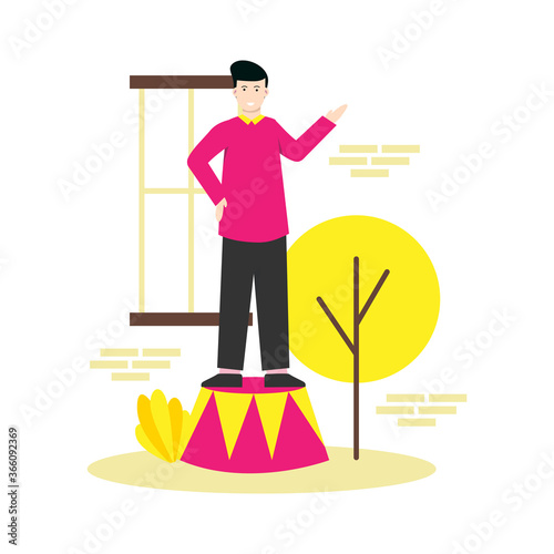 Flat vector illustration of comedy shows that make people laugh and happy for landing page, ui, mobile app and website