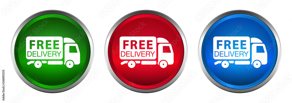 Free delivery truck icon supreme round button set design illustration Free delivery truck icon supreme round button set design illustration