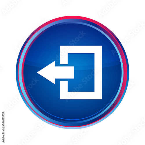 Logout icon silky blue round button aqua design illustration