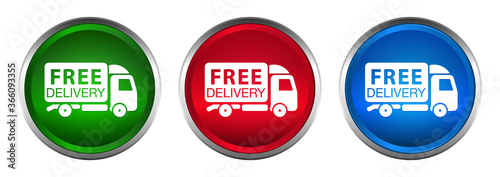 Free delivery truck icon supreme round button set design illustration