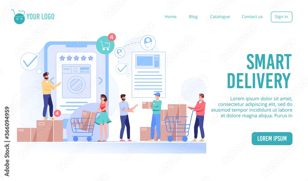 Online order, purchase, delivery shop smart service landing page. Household appliance mobile shopping at electronics internet store or convenient house showroom. E-commerce, marketing concept Online order, purchase, delivery shop smart service landing page. Household appliance mobile shopping at electronics internet store or convenient house showroom. E-commerce, marketing concept