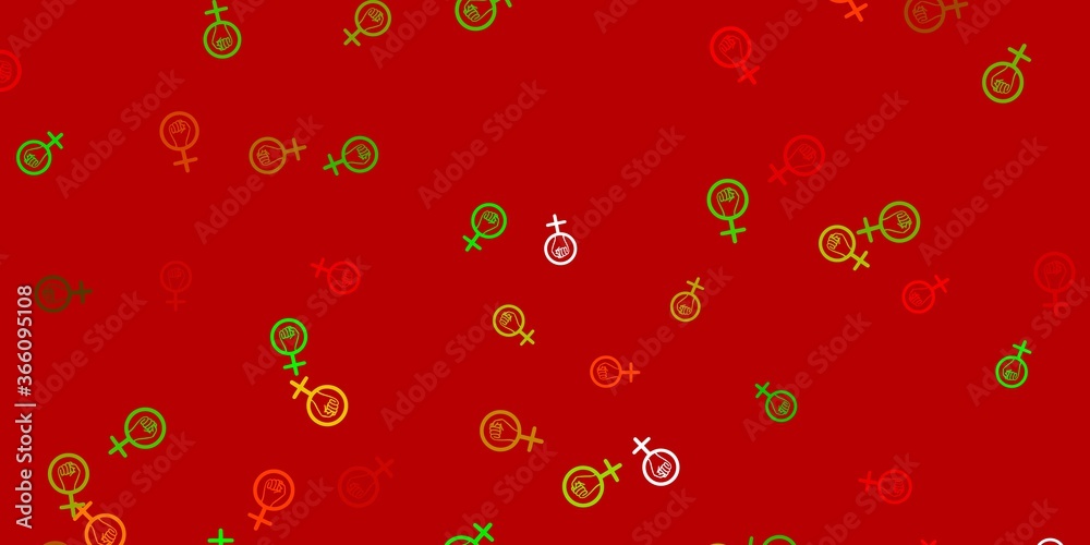 Light Green, Red vector background with woman symbols. Light Green, Red vector background with woman symbols.
