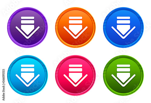 Download icon luxury bright round button set 6 color vector