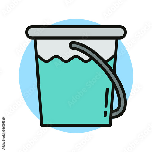 Bucket Water Icon Design. Bathroom Equipment Vector Illustration