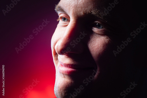 Close-up of a man's face wi...