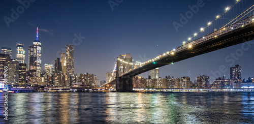 brooklyn bridge at night in New York photo