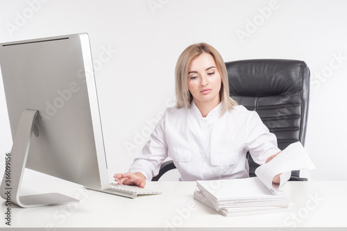 Office worker white backgro...