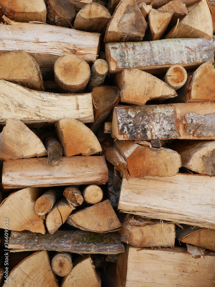 Pile of firewood logs prepared for the winter. Pile of firewood logs prepared for the winter.