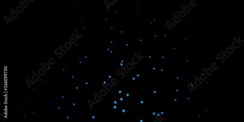 Dark BLUE vector template with neon stars. Shining colorful illustration with small and big stars. Pattern for new year ad, booklets.