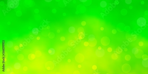 Light Green vector pattern with spheres. Abstract decorative design in gradient style with bubbles. Pattern for business ads.