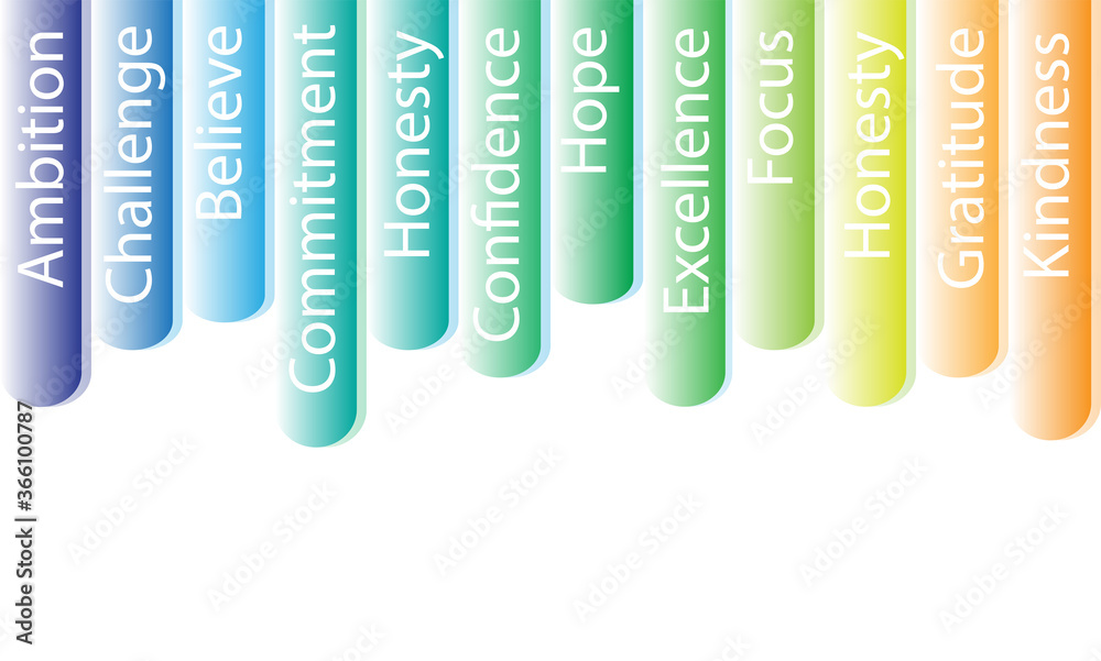 positive words,illustration of a set of colorful labels and positive ...