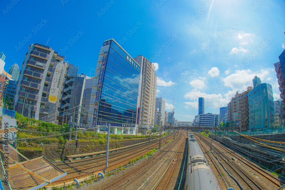 Obraz premium 横浜駅につながる線路群