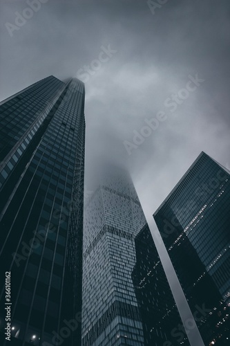 Moscow city in the fog