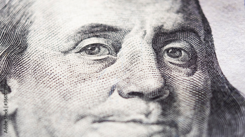 Benjamin franklin portrait on 100 dollar bill close-up © wifesun