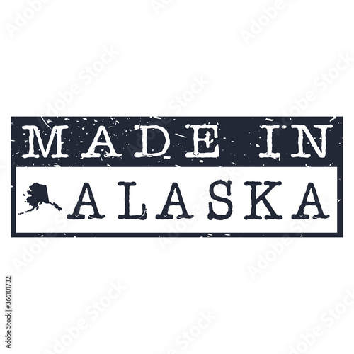 Made In Alaska. Stamp Rectagle Map. Logo Icon Symbol. 