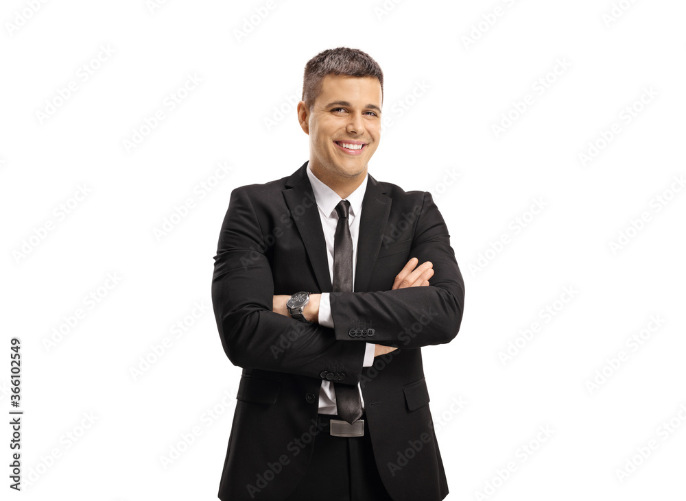 Businessman smiling at the camera and posing with crossed arms Businessman smiling at the camera and posing with crossed arms