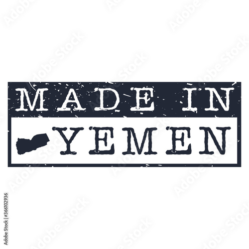 Made In Yemen. Stamp Rectagle Map. Logo Icon Symbol. Design Certificated.