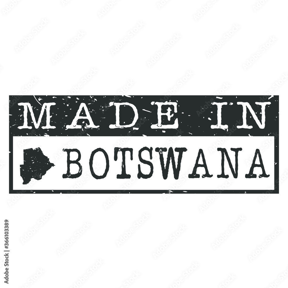 Fototapeta premium Made In Botswana. Stamp Rectangle Map. Logo Icon Symbol. Design Certificated.