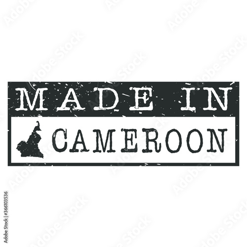 Made In Cameroon. Stamp Rectangle Map. Logo Icon Symbol. Design Certificated.
