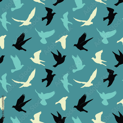 Birds silhouettes - flying seamless pattern