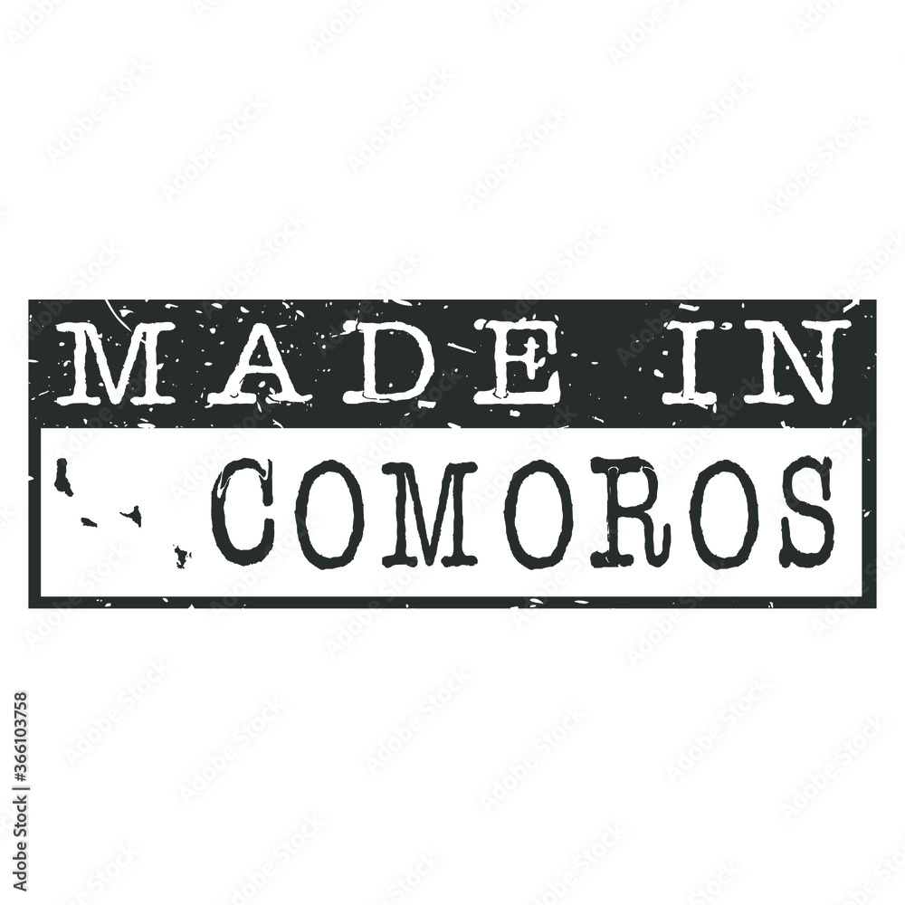 Made In Comoros. Stamp Rectangle Map. Logo Icon Symbol. Design Certificated. Made In Comoros. Stamp Rectangle Map. Logo Icon Symbol. Design Certificated.