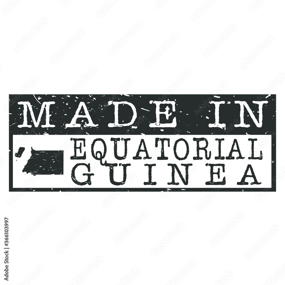 Fototapeta premium Made In Equatorial Guinea. Stamp Rectangle Map. Logo Icon Symbol. Design Certificated.