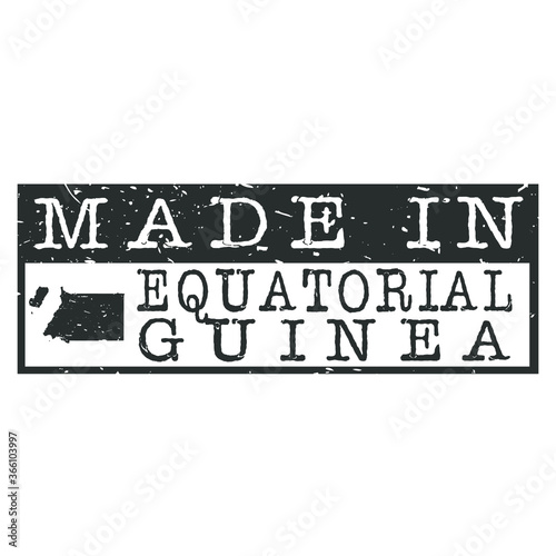 Made In Equatorial Guinea. Stamp Rectangle Map. Logo Icon Symbol. Design Certificated.