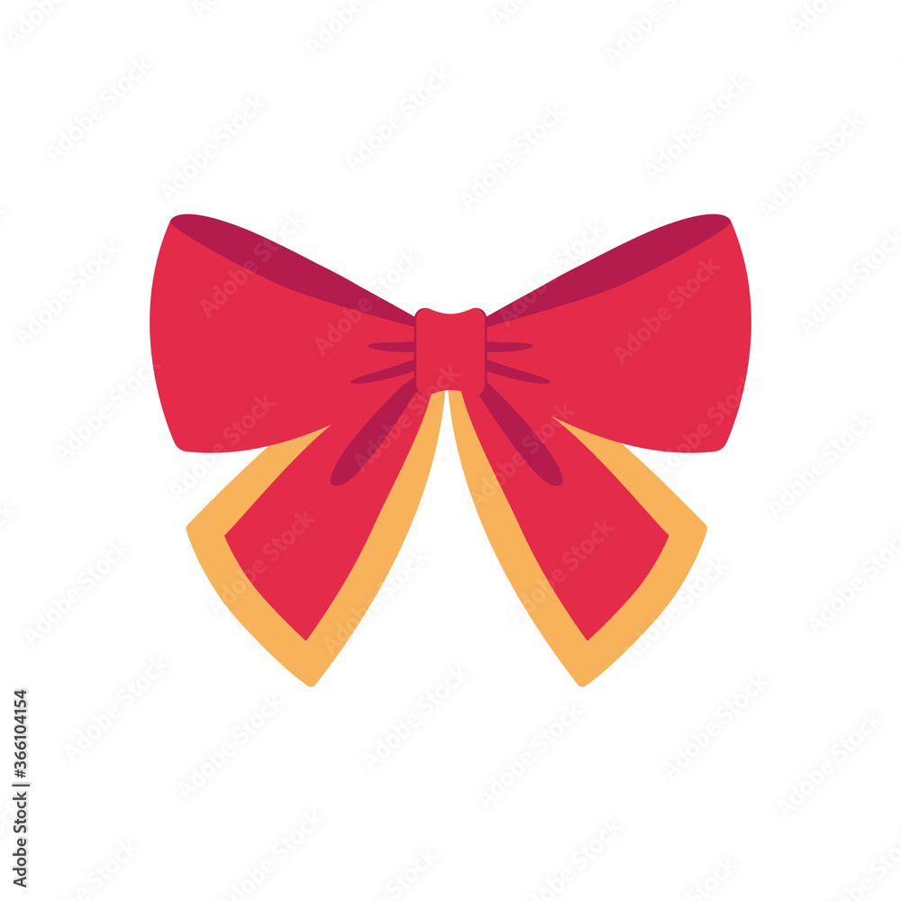 Red vector bow. Cartoon vector red label with ribbons satin bows for Xmas gifts, present cards, and luxury wrap pack isolated on white background Red vector bow. Cartoon vector red label with ribbons satin bows for Xmas gifts, present cards, and luxury wrap pack isolated on white background