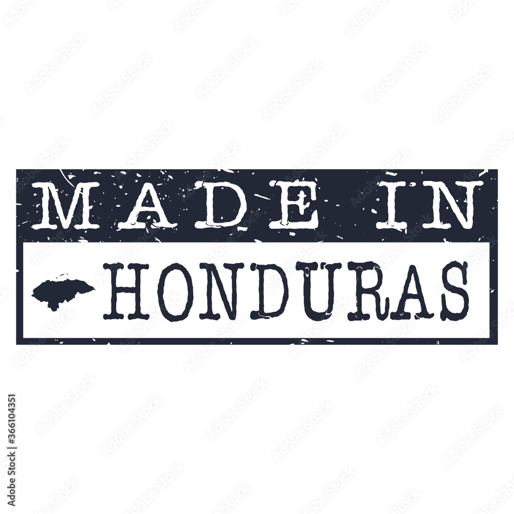 Made In Honduras. Stamp Rectagle Map. Logo Icon Symbol. Design Certificated.