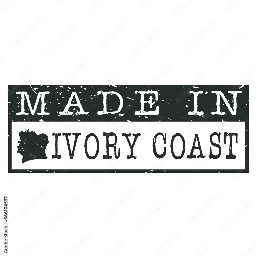 Made In Ivory Coast. Stamp Rectangle Map. Logo Icon Symbol. Design Certificated. Made In Ivory Coast. Stamp Rectangle Map. Logo Icon Symbol. Design Certificated.