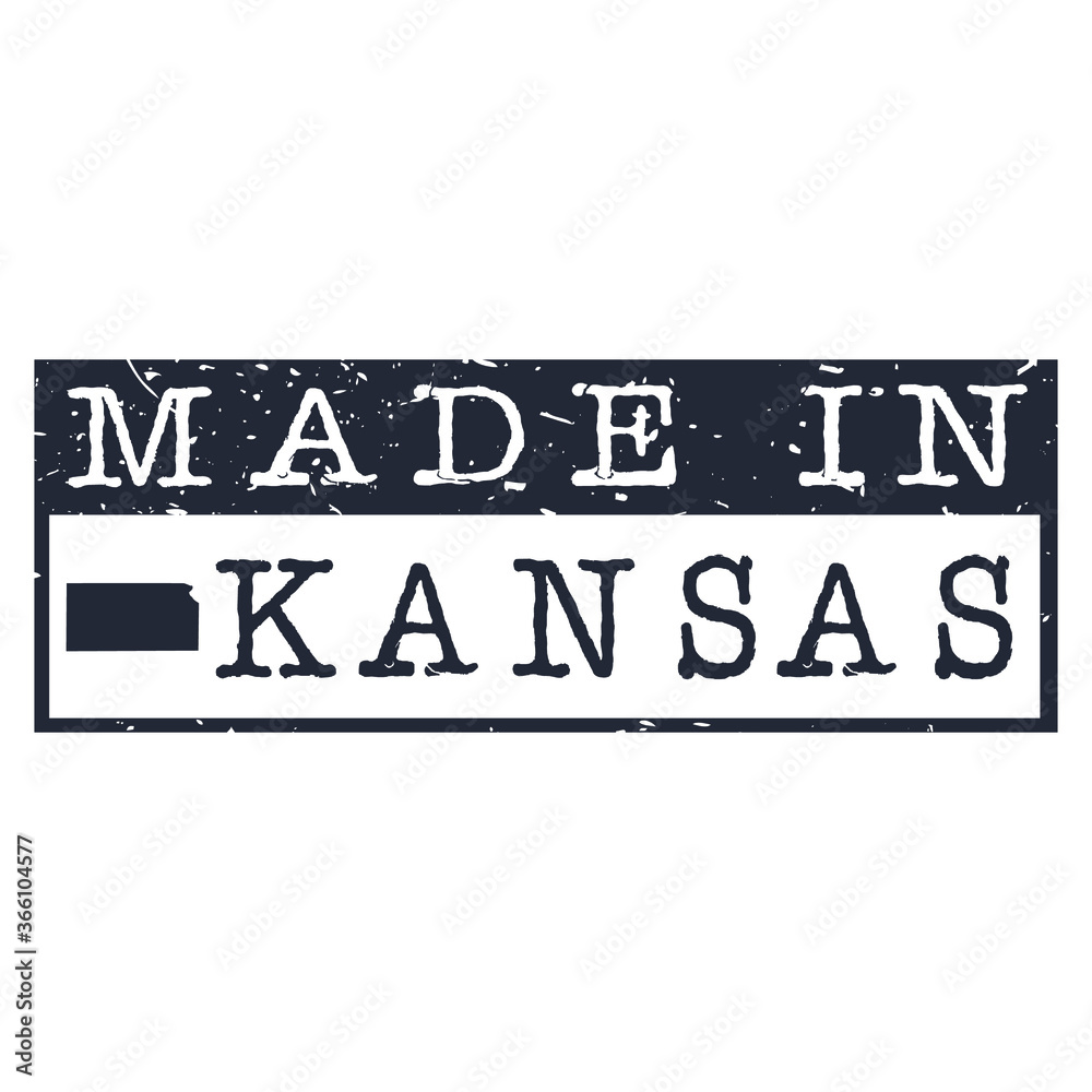 Fototapeta premium Made In Kansas. Stamp Rectangle Map. Logo Icon Symbol. Design Certificated.