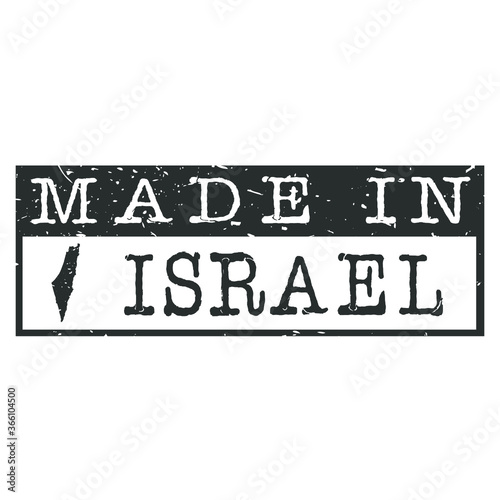 Made In Israel. Stamp Rectangle Map. Logo Icon Symbol. Design Certificated.