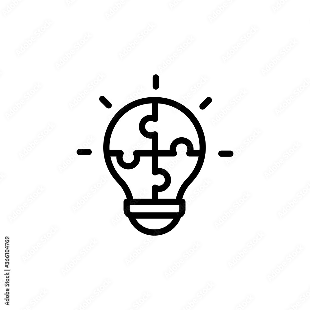 Puzzle, bulb, innovation icon. Simple line, outline vector elements of innovations icons for ui and ux, website or mobile application Puzzle, bulb, innovation icon. Simple line, outline vector elements of innovations icons for ui and ux, website or mobile application