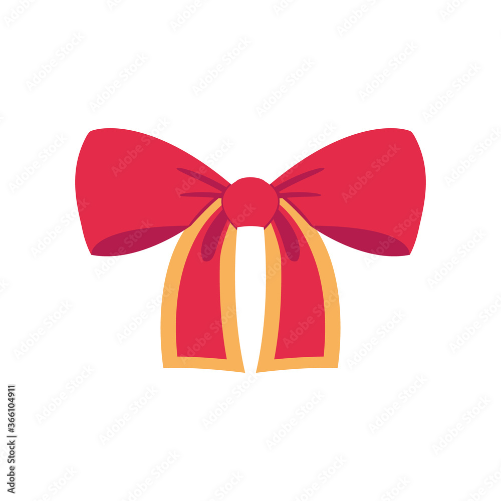 Red vector bow. Cartoon vector red label with ribbons satin bows for Xmas gifts, present cards, and luxury wrap pack isolated on white background Red vector bow. Cartoon vector red label with ribbons satin bows for Xmas gifts, present cards, and luxury wrap pack isolated on white background