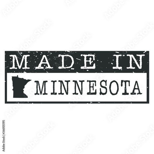 Made In Minnesota. Stamp Rectangle Map. Logo Icon Symbol. Design Certificated.