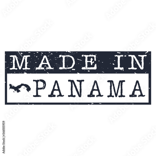 Made In Panama. Stamp Rectagle Map. Logo Icon Symbol. Design Certificated.