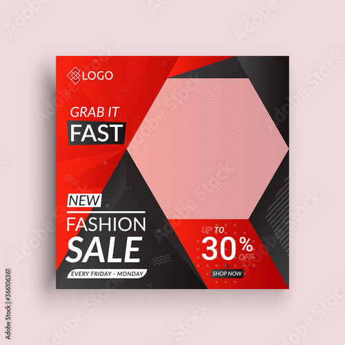 Grab it fast fashion sale post template with premium vector