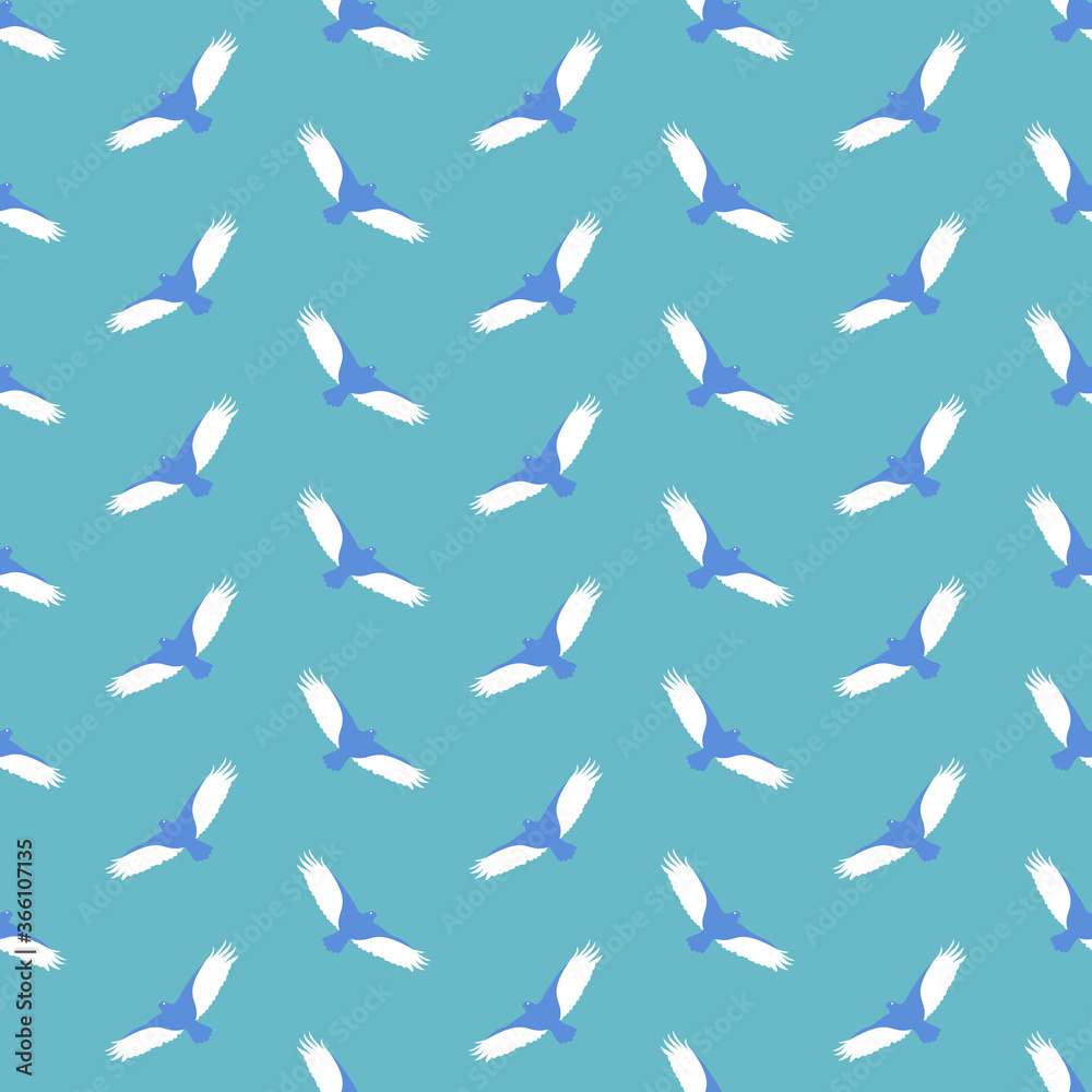 Fototapeta premium seamless pattern with birds isolate on blue background.