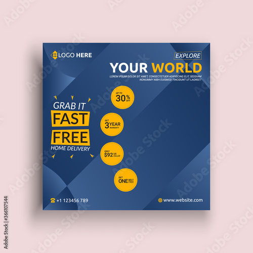 Social media banner for a digital watch using premium vector