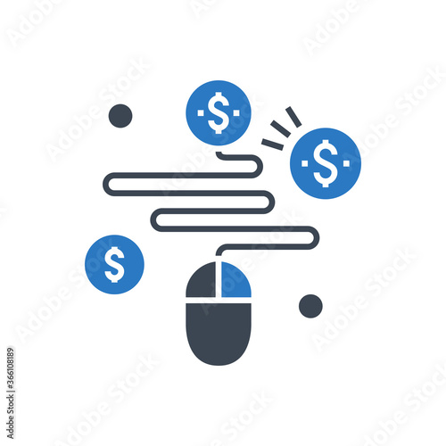 Pay Per Click Related Vector Glyph Icon. Isolated on White Background. Vector Illustration.