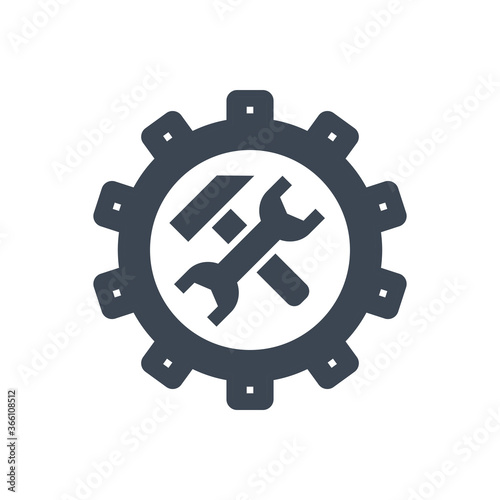 Technical Support Related Vector Glyph Icon. Isolated on White Background. Vector Illustration.