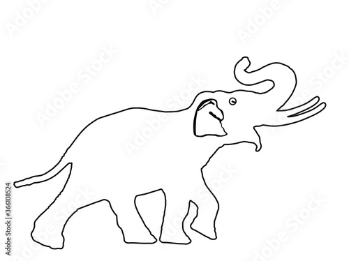 Elephant line contour vector illustration isolated on white background.
Elephant male vector. African animal, alert of poacher. Safari attraction.