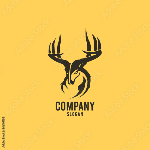 This deer logo is very simple and elegant with the deer head turned sideways, suitable for company logos, animal husbandry and others