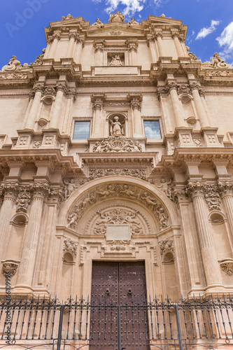 Facade of the historic San Patricio church in Lorca, Spain