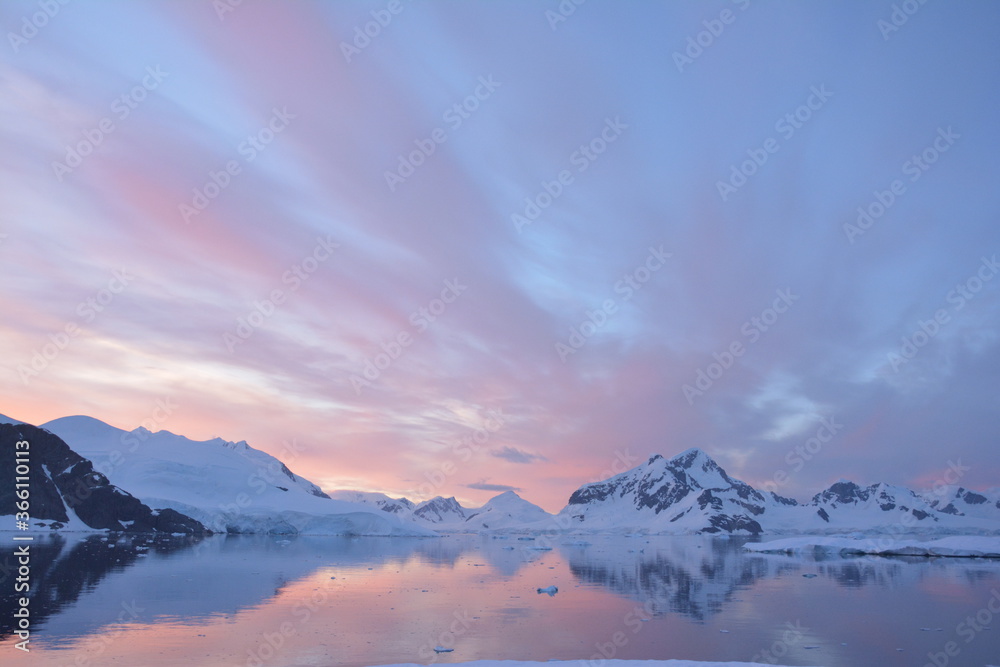 Antarctica - Sunset over mountains Antarctica - Sunset over mountains