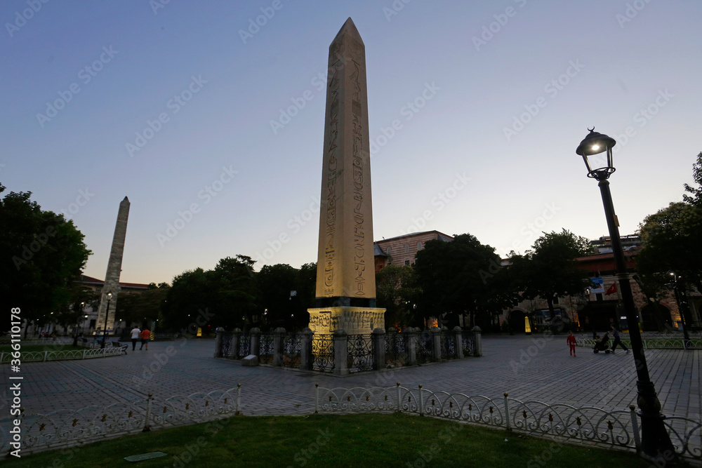 Obelisk of Theodosius, located at the Hippodrome square, old city of Istanbul, Turkey. The structure is considered the oldest monument in the city.